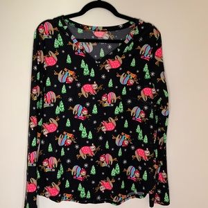 No Boundaries Sleepy Sloth Christmas Shirt XXL